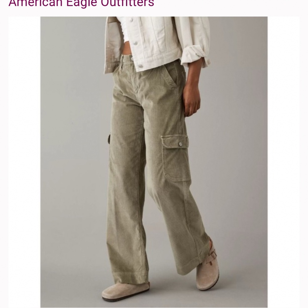 American Eagle Dreamy drape stretch corduroy super high waisted wide leg pants 6